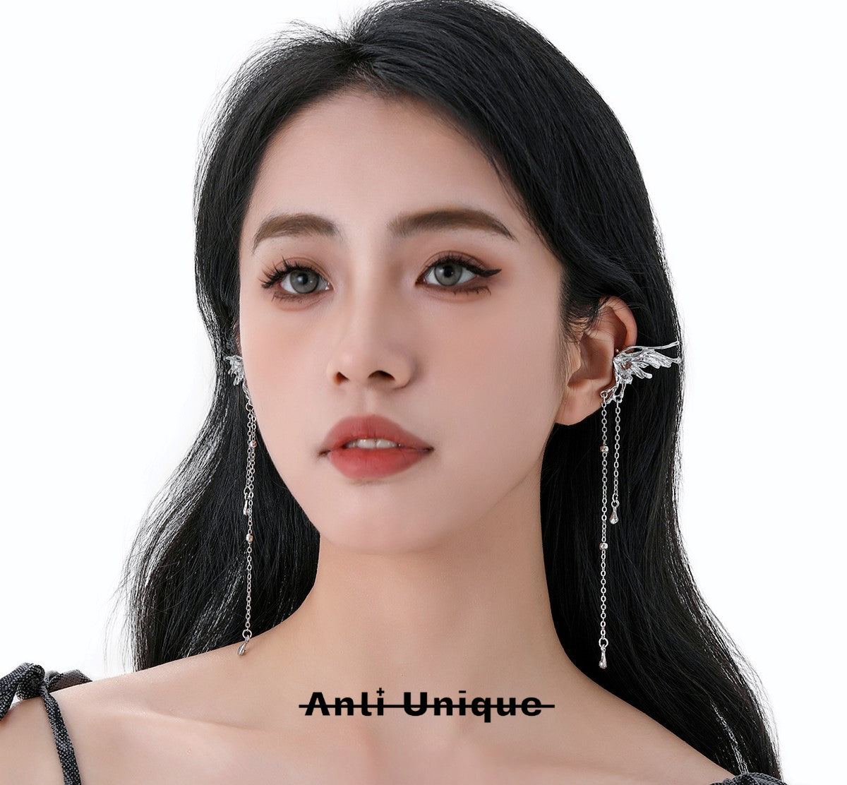 「Butterfly Rain」Fairy Style Silver Chain Ear Clips Earrings