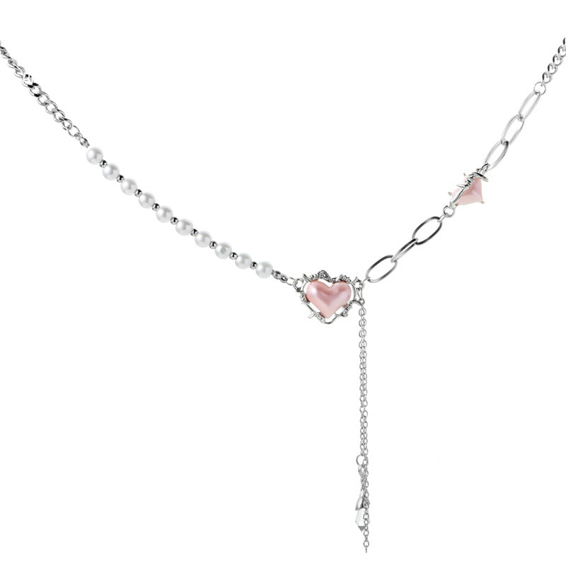 「Thorned Heart」Pink Pearl Necklace Set