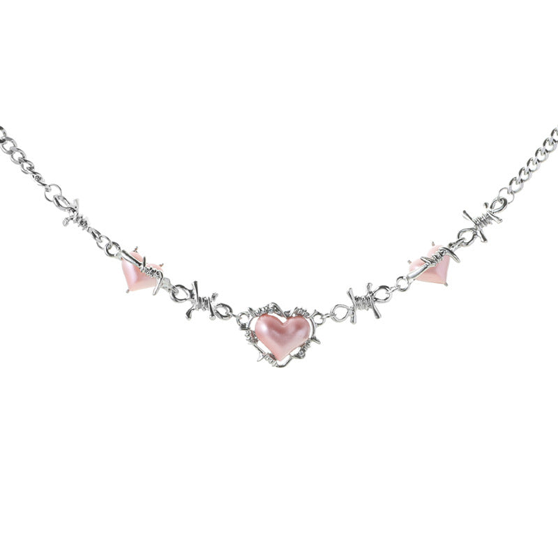 「Thorned Heart」Pink Pearl Necklace Set