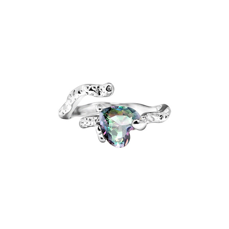 「Gradient」Cool Color Zircon Ring Set Adjustable Open End