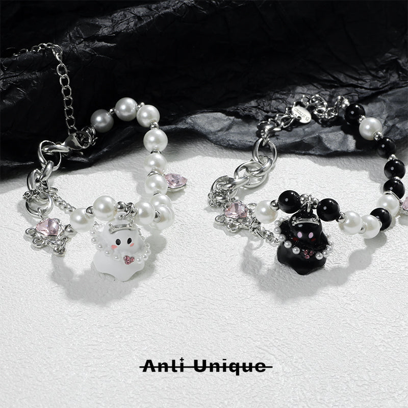 「Soul Mate」Couple Bracelet Set Black and White Titanium Steel Chain Christmas Gift